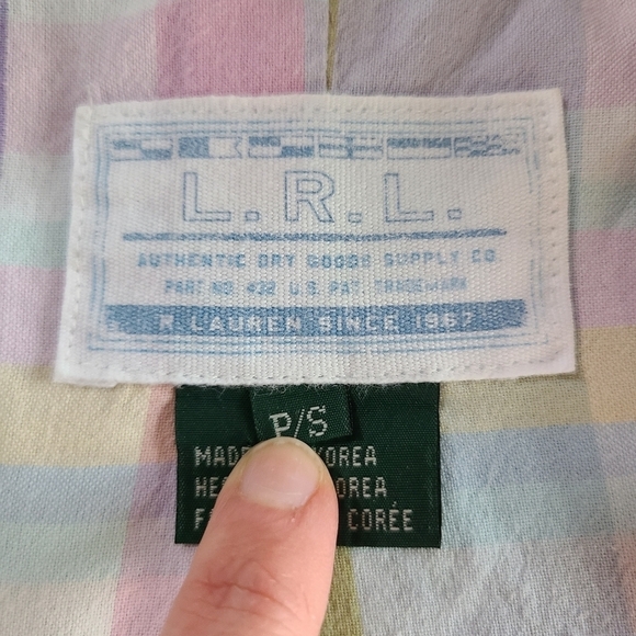 Vintage Lauren Ralph Lauren Oiled Linen Jacket w/ Pastel Plaid Lining - Petite S - Picture 6 of 8